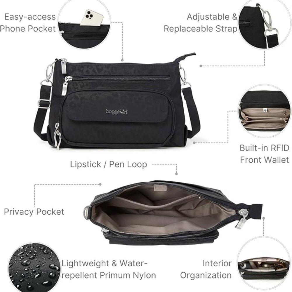 baggallini Black Velvet Original Everyday Bag/NWT - Picture 9 of 15